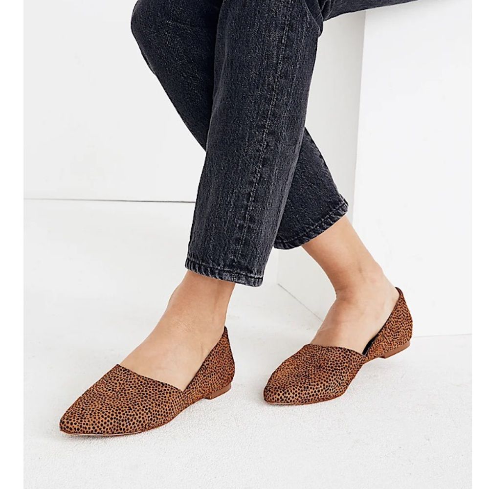 Madewell Lizbeth Leather Loafers Dotted Animal Print Calf Hair Flats